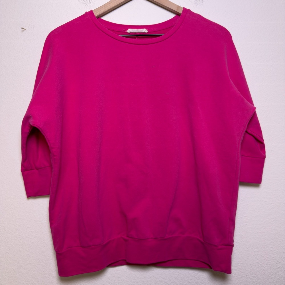 Woolovers Women Sweater XS Hot Pink Preppy Tennis Prep Half Sleeve Crewneck‎